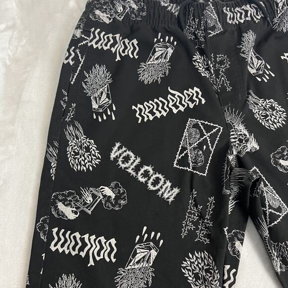 Volcom Pants Mens Small Black Elastic Waist Artist Vaderetro Skater Punk Y2K - Picture 2 of 12